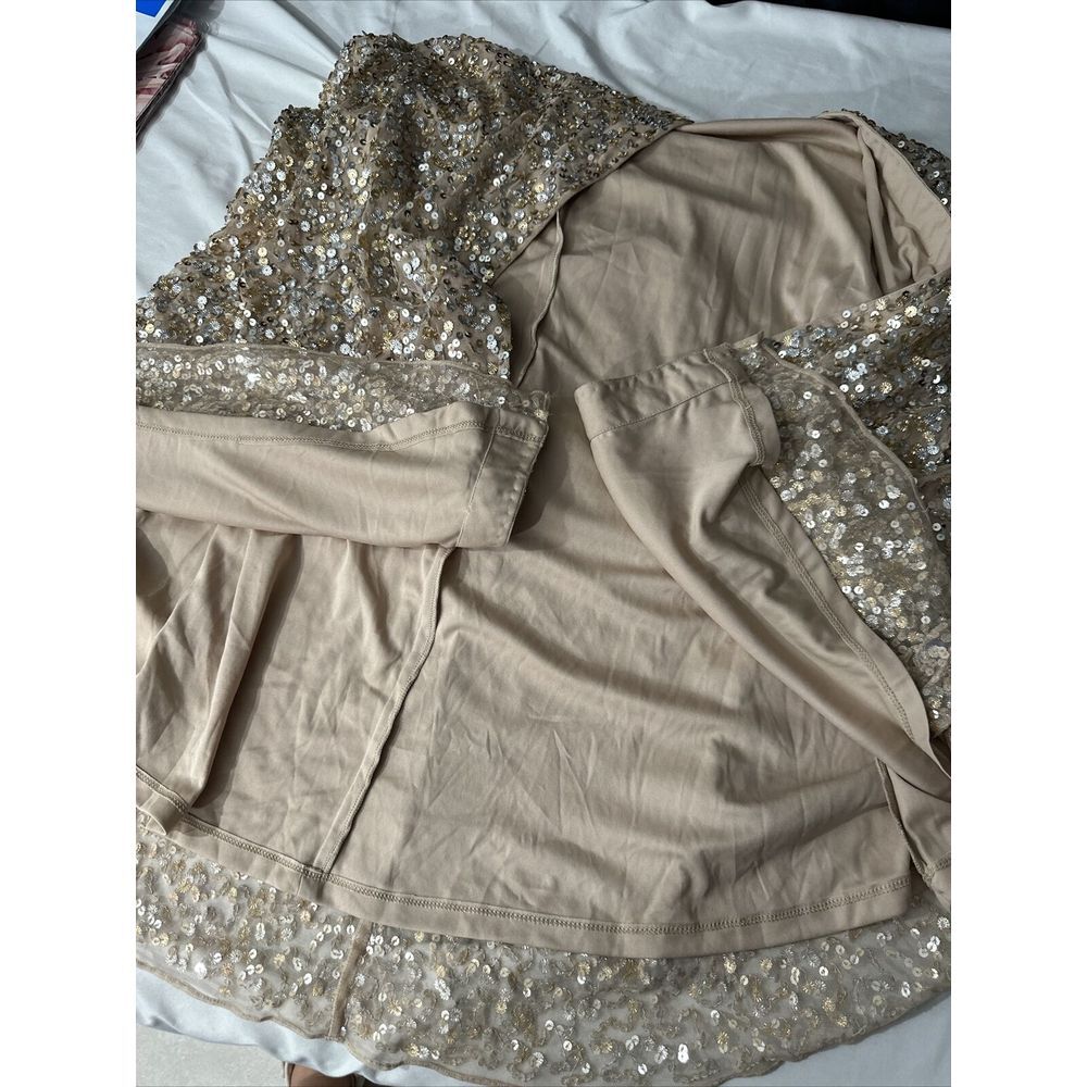 NEW $338 Mac‎ Duggal [ 0 ] Sequin One Shoulder Gown 10729  Nude Gold #S1145 - Picture 6 of 15